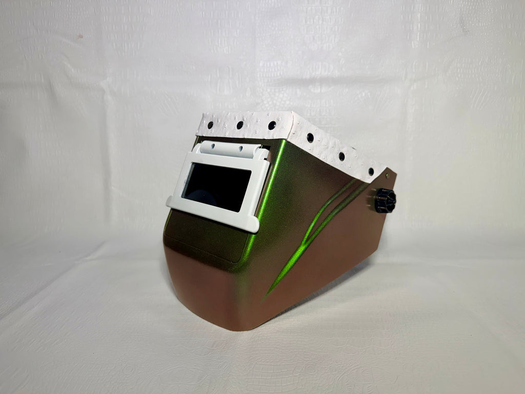 Green Copper Hood, White Flip, White Ostrich