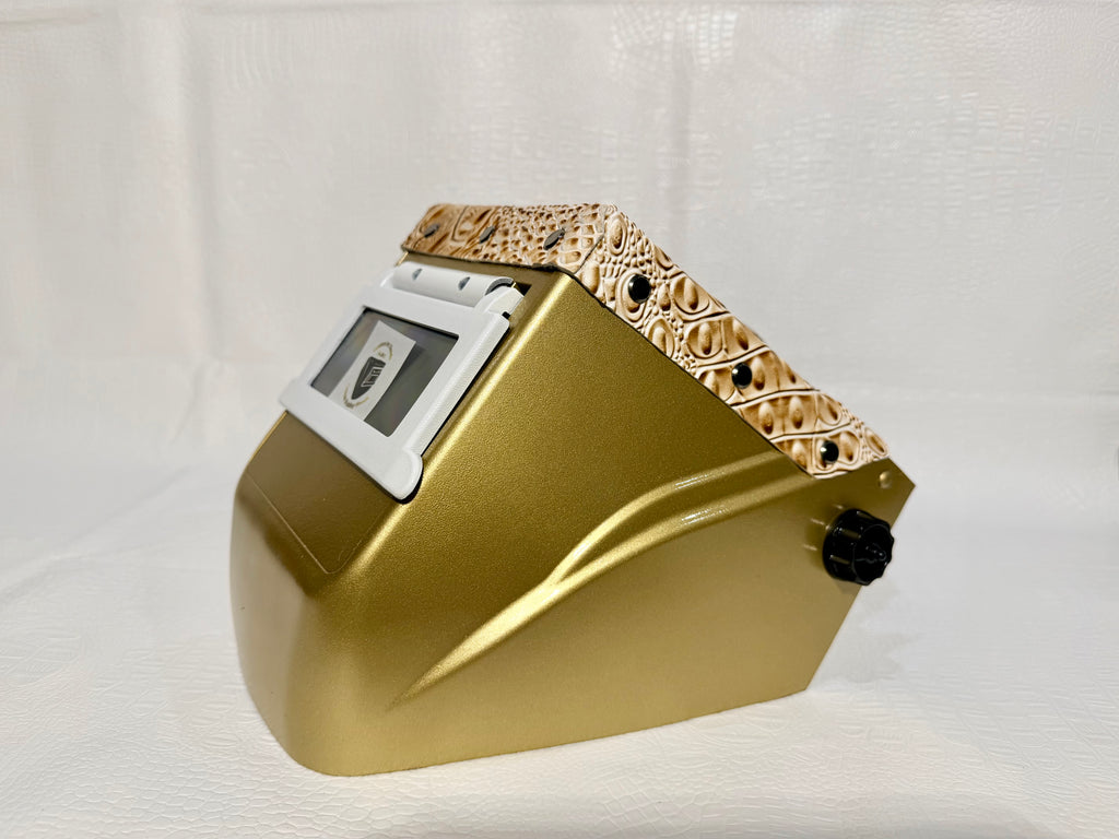 Gold Hood, White flip, Gold & White Gator