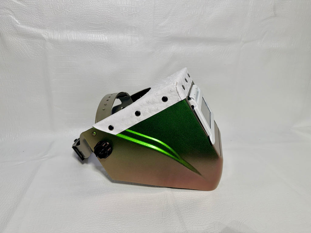 Green Copper Hood, White Flip, White Ostrich