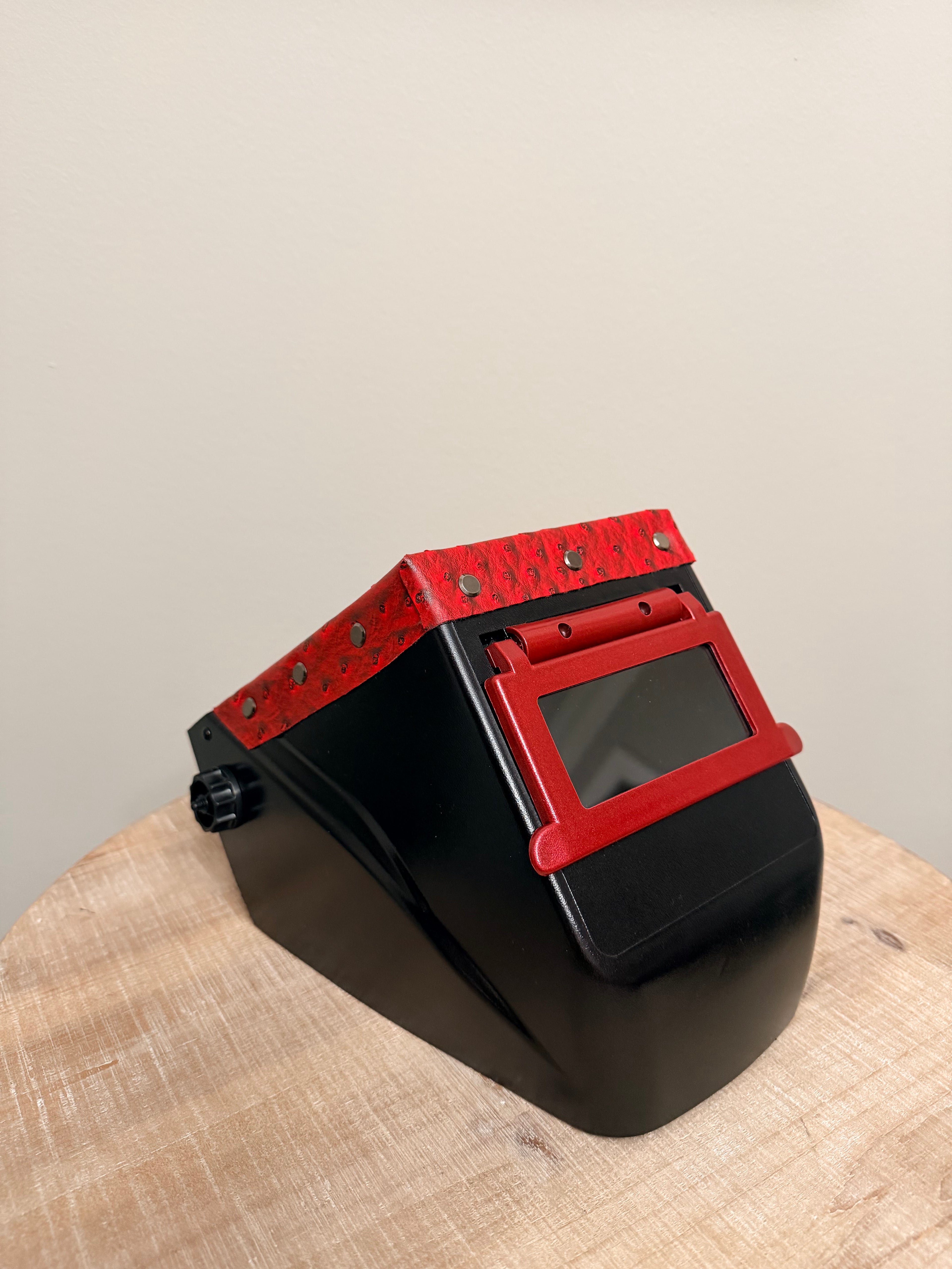 Black Hood, MTL. Red Flip with Red Ostrich